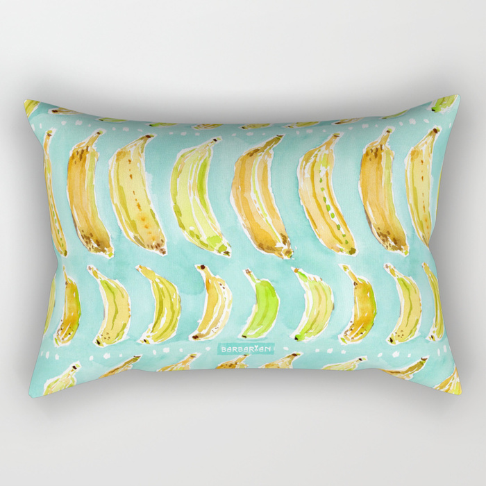 BANANA MARCH Aqua + Yellow Watercolor Lumbar Pillow