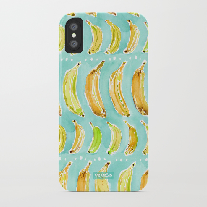 BANANA MARCH Aqua + Yellow Watercolor phone case