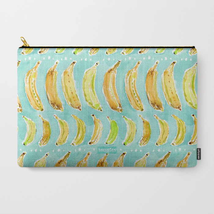 BANANA MARCH Aqua + Yellow Watercolor zip pouch