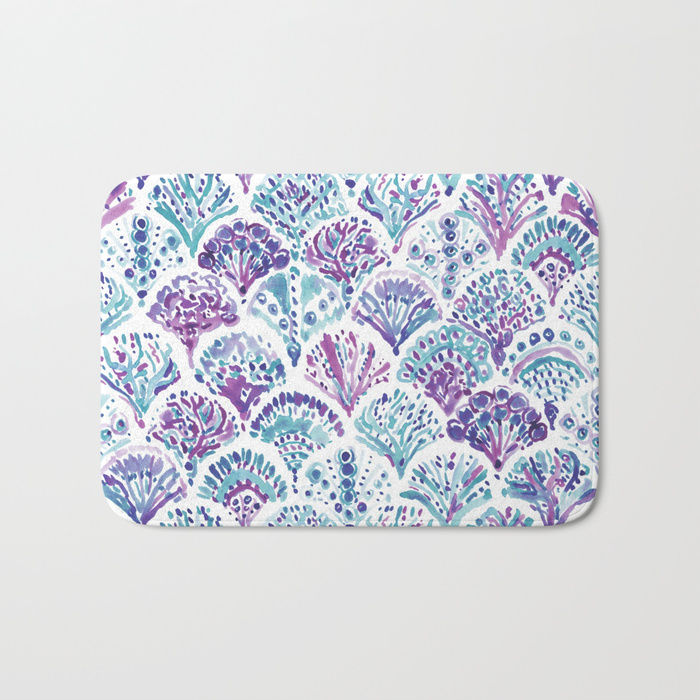 CORAL CAMO Mermaid Fish Scales Pattern Bath Mat