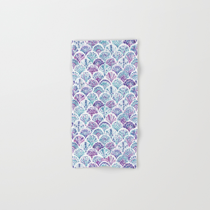 CORAL CAMO Mermaid Fish Scales Pattern Bath Towel