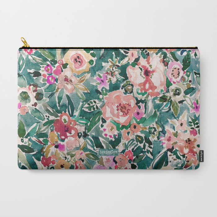 FLAGRANT AF Wild Green Colorful Floral Zip Pouch