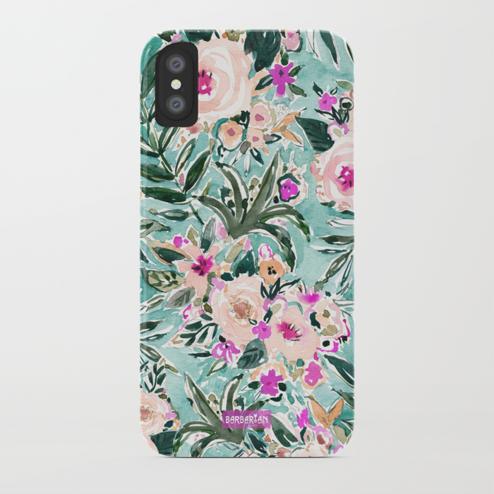 JUNGLE ROMANCE Aqua Tropical Floral Phone Case