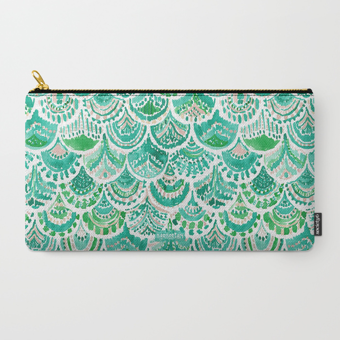 VENUS DE MER Green + Blush Mermaid Scales Zip Pouch