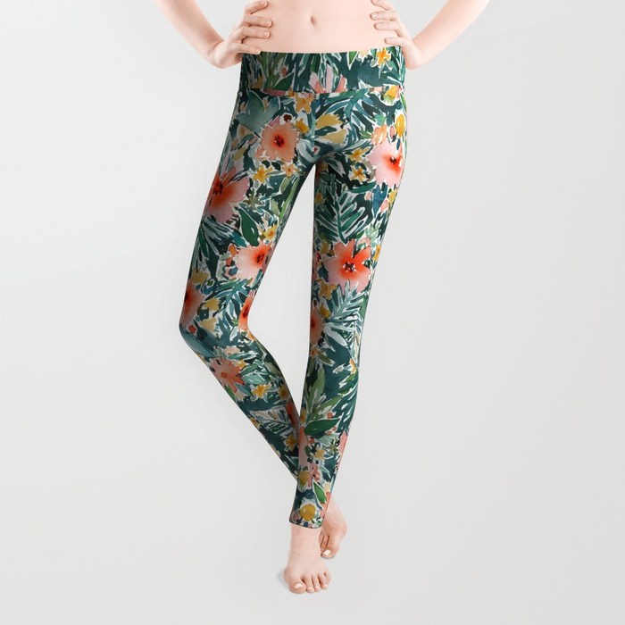 TROPICAL SNEEZE Watercolor Floral Leggings