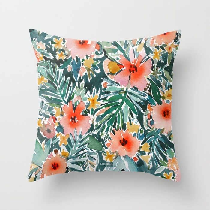 TROPICAL SNEEZE Watercolor Floral pillow
