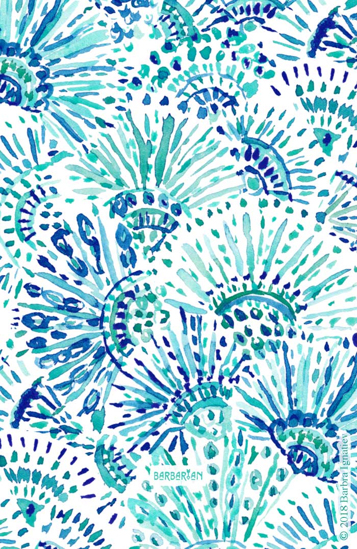 FAN OUT PLAN OUT Blue Coastal Print