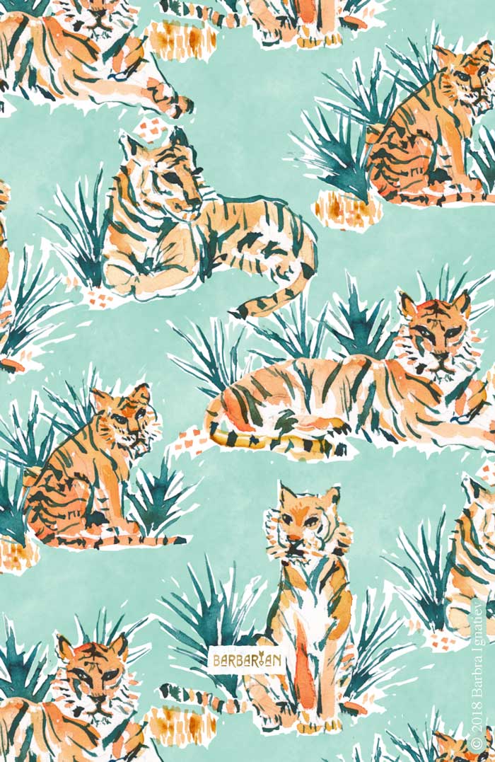 LAZY TIGERS Watercolor Cats