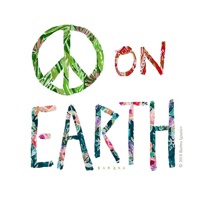 PEACE ON EARTH Holiday Hippie Print
