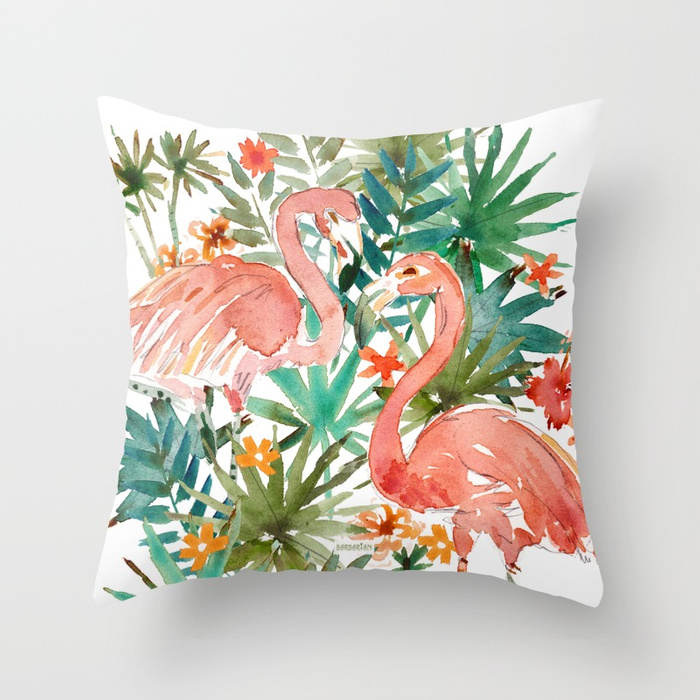 FLAMINGO PARADISE Tropical Birds pillow