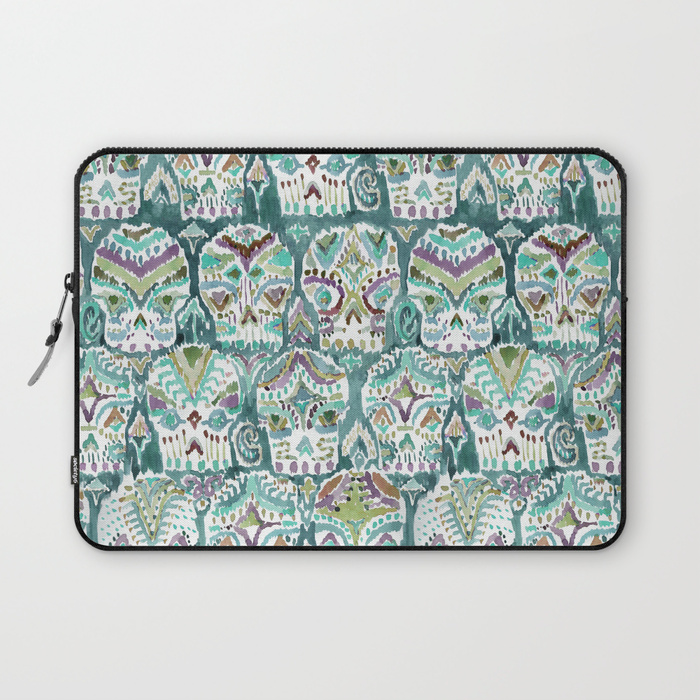 CARPE DIEM SKULLS in Teal Fade laptop sleeve