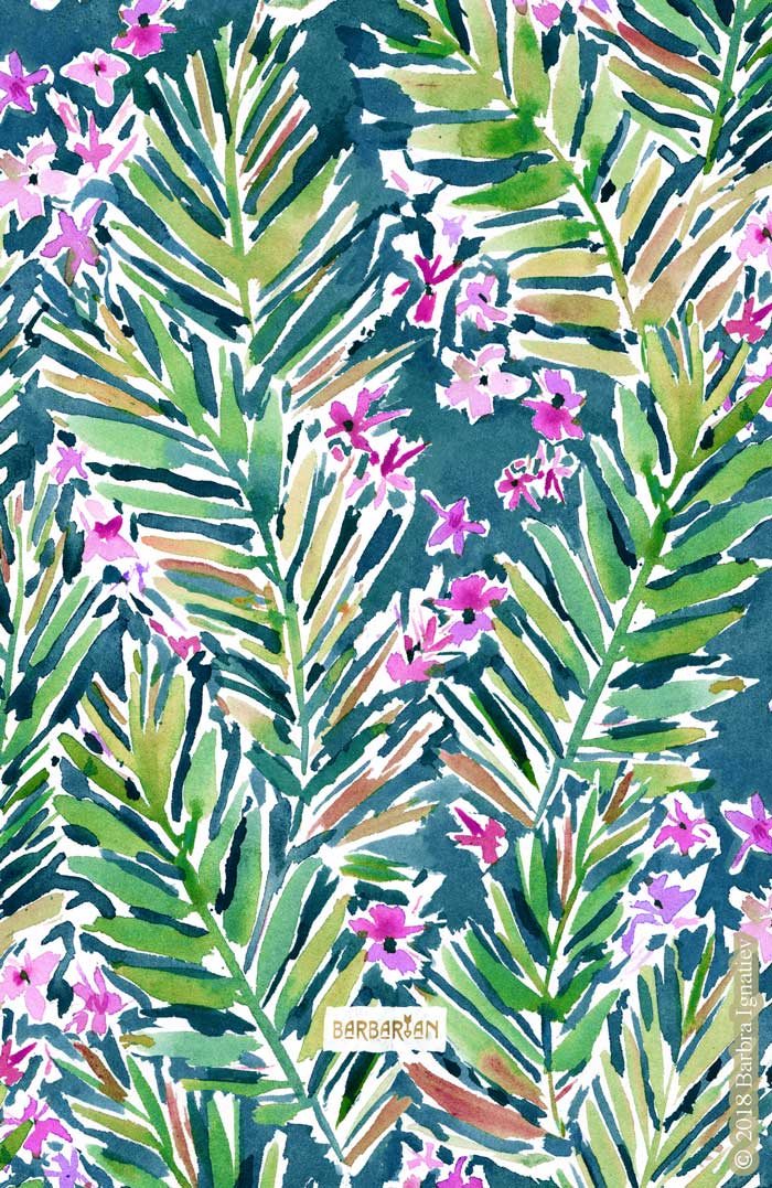 MIDNIGHT IN MAUI Tropical Palm Print