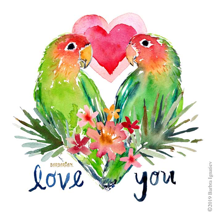 LOVEY LOVEBIRDS Tropical Valentine