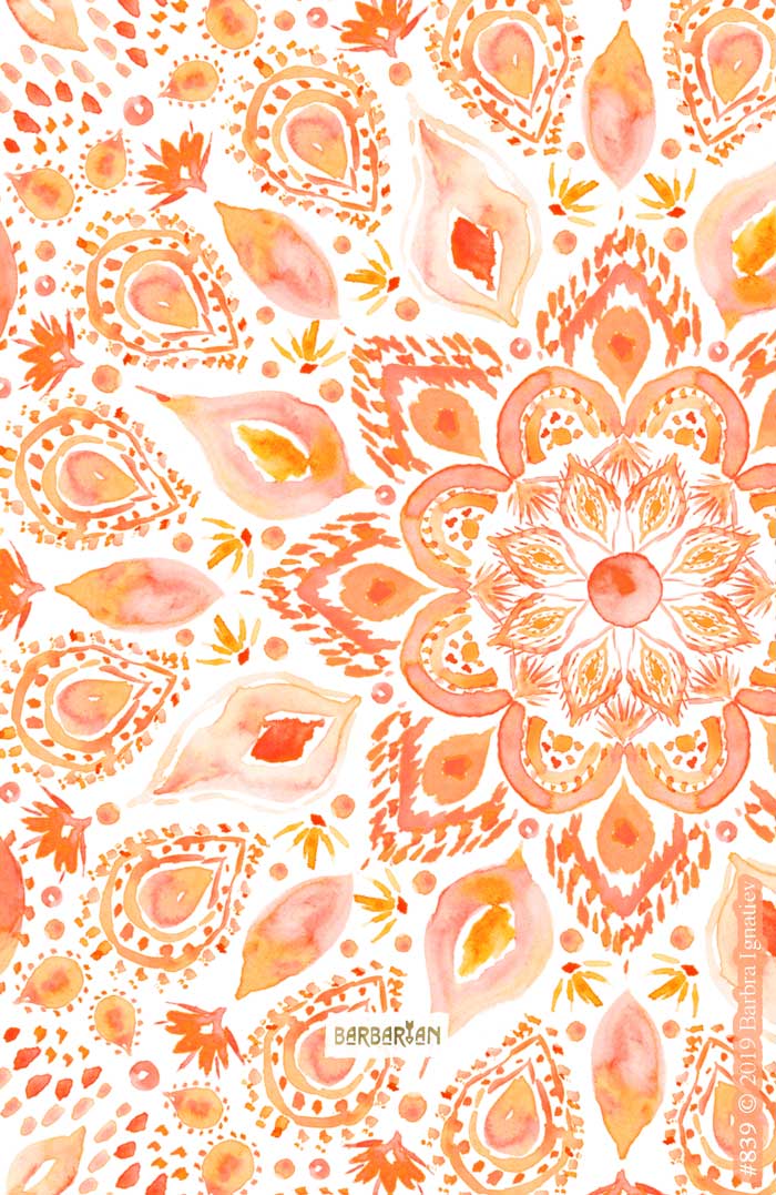 WOMANLY FORCES Coral Lotus Watercolor Mandala