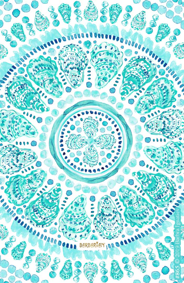 OYSTER O'CLOCK Aqua Coastal Mandala