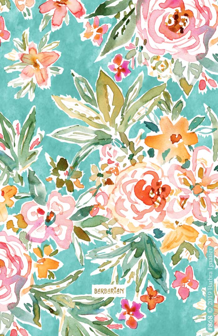 SELF MADE Colorful Aqua Floral