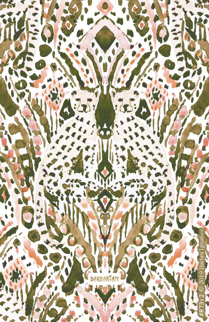 CHEETAH FRIEND Ikat Tribal Golden Peach