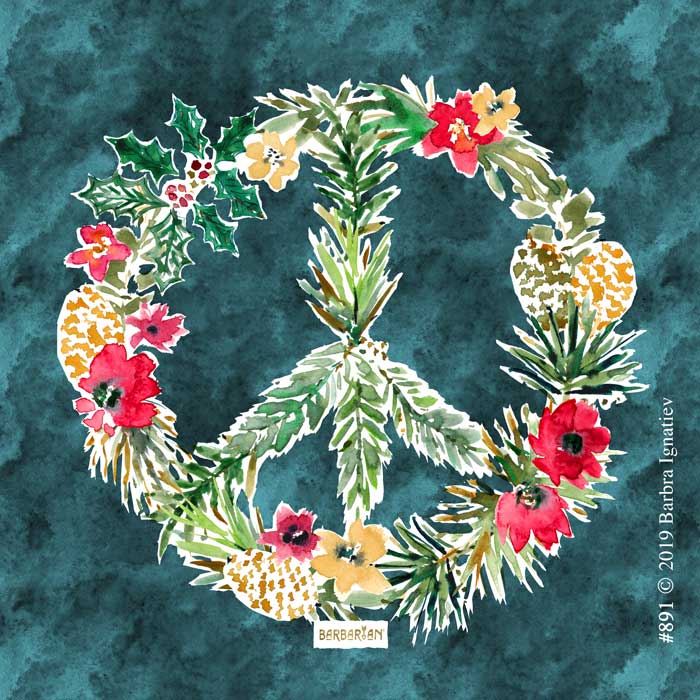 PEACE SIGN IN PINE Boho Holiday Wreath